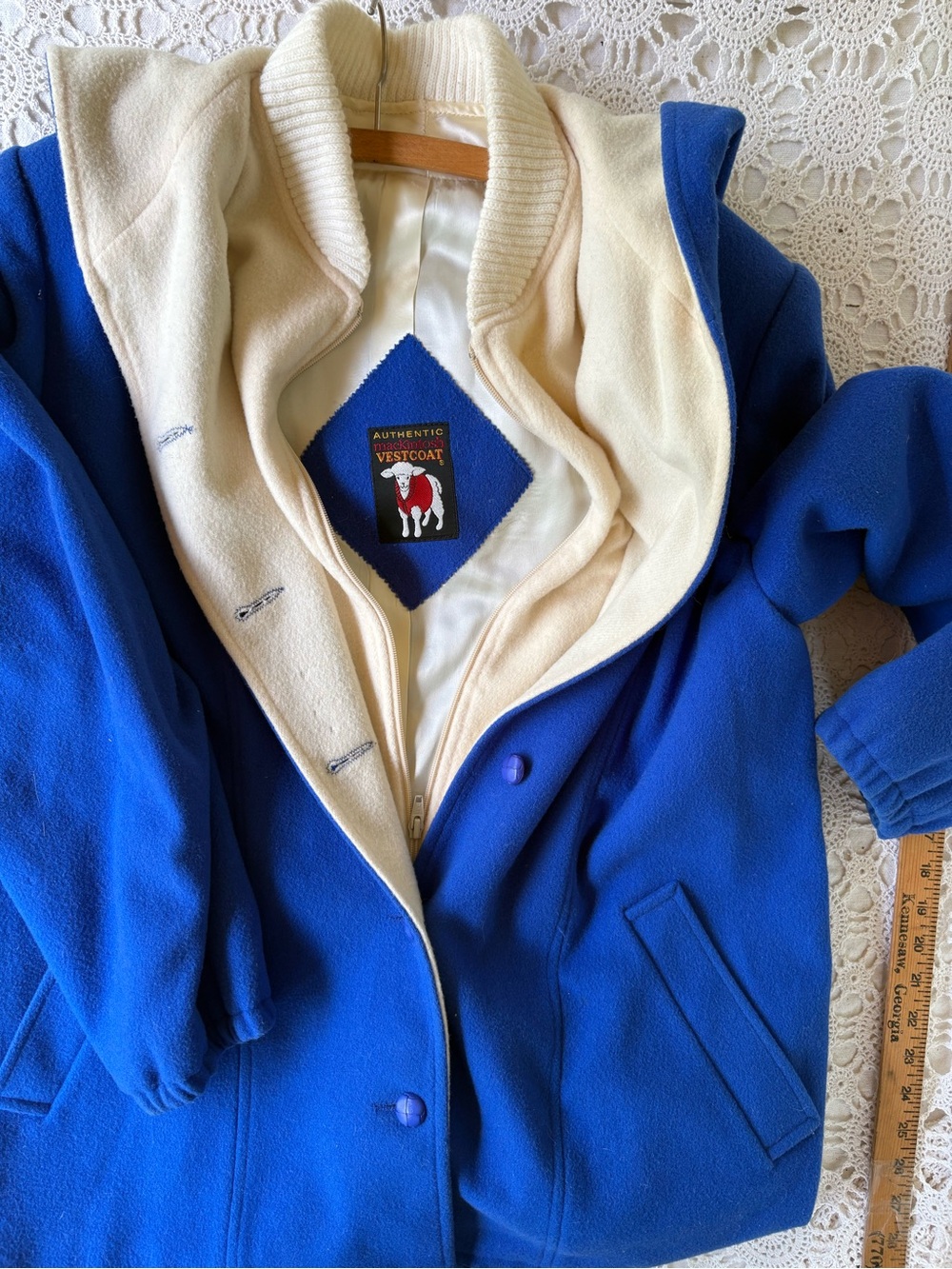 Vintage Wool Vest Coat Royal Blue Mackintosh Authentic XL - Picture 10 of 12